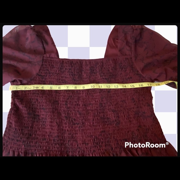❤️HP❤️Deep Red Squareneck Smocked Top-NWT - Picture 5 of 9